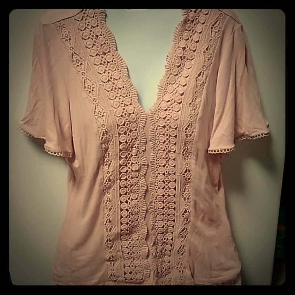 Hsn top tee mauve lace shirt xs labellum